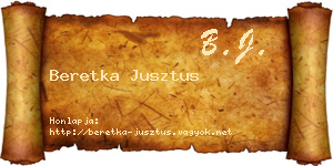 Beretka Jusztus névjegykártya